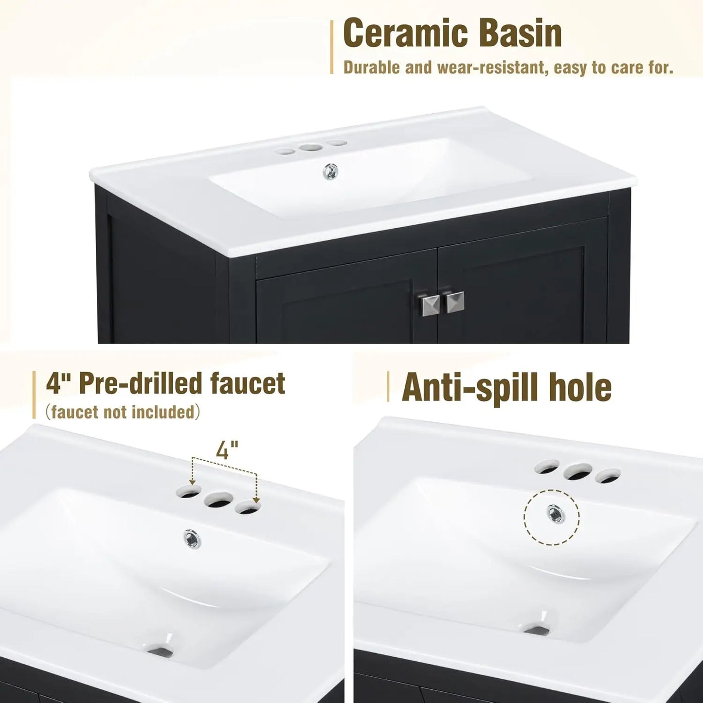 Solid Wood Dual Basin Bathroom Vanity