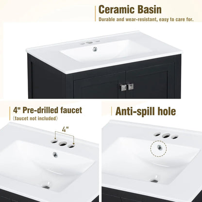Solid Wood Dual Basin Bathroom Vanity