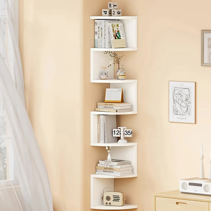 7-Tier Rustic Corner Wall Shelf | Floating Triangular Wall Storage Rack
