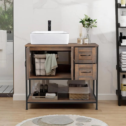 Rustic Bathroom Vanity with Ceramic Sink