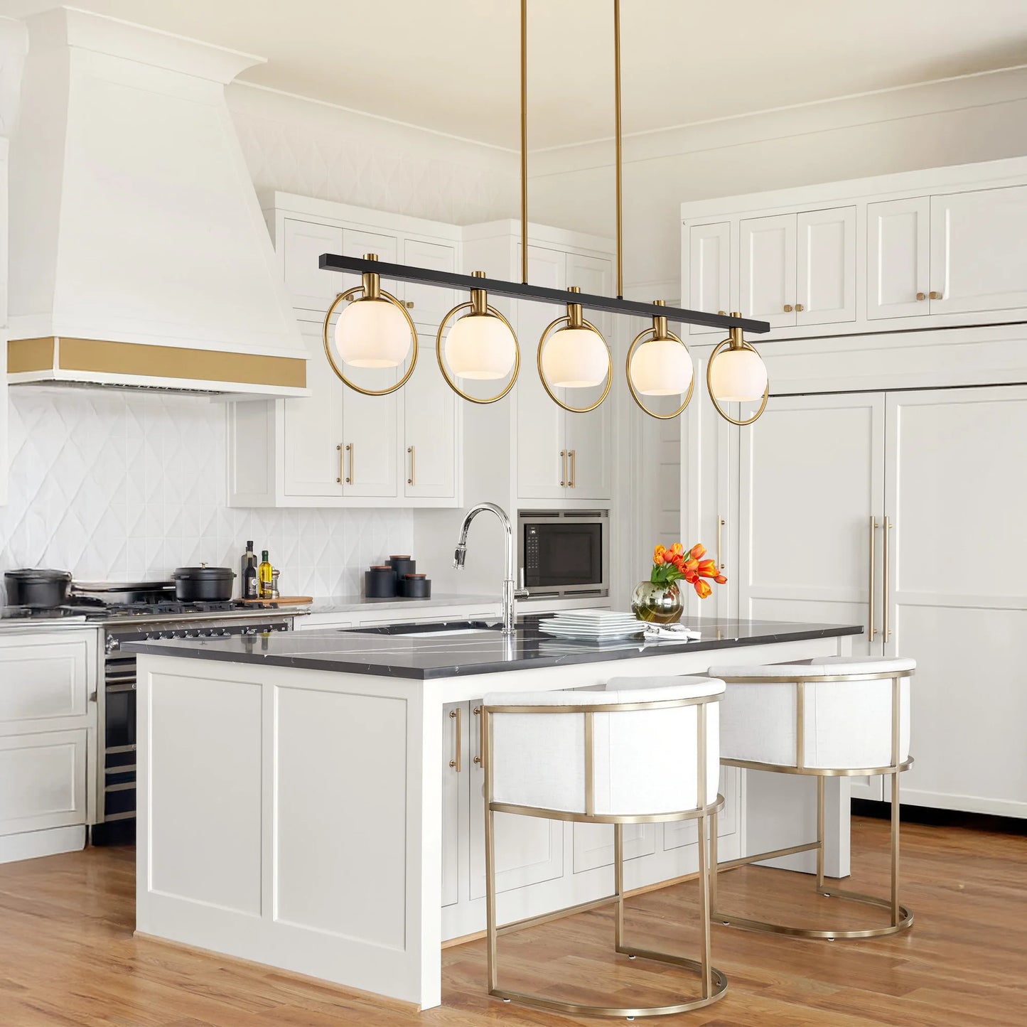 Modern 5-Light Chandelier with Glass Shades